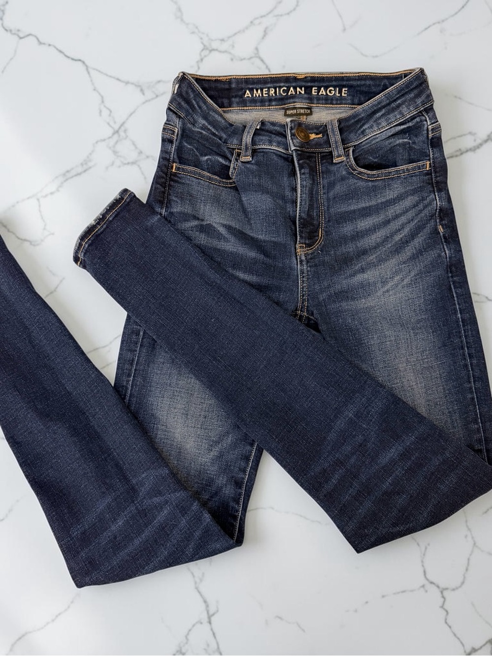 American Eagle Outfitters High-Rise Skinny Jeans in Dark Indigo